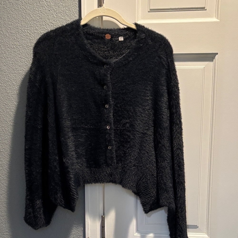 Free People Cozy Black Women's Cardigan Sweater